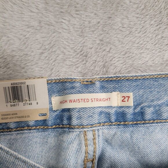 Levi's High Waisted Straight Jeans Womens 27x29 Blue Light Wash High Rise Denim - Picture 9 of 15